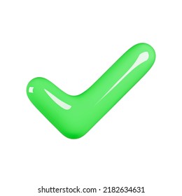 3D render green checkmark isolated on white background vector illustration. 