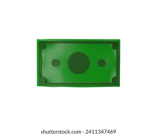 3D render green money. Realistic vector banknote. Investment illustration about financial wealth and success. Paper Dollar currency is banking symbol. Realistic bill for saving, earning, transfer