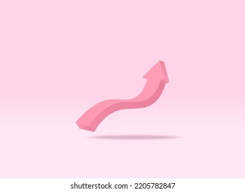 3D render growth arrow, business profit, business growth vector concept. 3d vector design illustration
