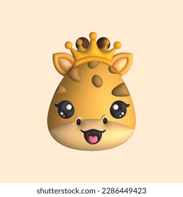 Girafa de 3D feliz con corona (vector)