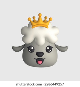 3D Hacerle feliz a la oveja con la corona (vector)