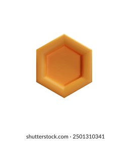 3d render hexagon cell honeycomb. Textures gold mosaic with no bee honey. Nature yellow comb with nectar. Vector illustration in cartoon style. Abstract shape with syrup. Eco sweet product wax