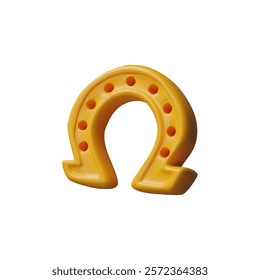 3d render horseshoe. Three-dimensional vector illustration of symbol of luck. Casino fortune. American Cowboys horse shoe in western. Icon of success in Irish Patricks Day. Winning opportunity chance