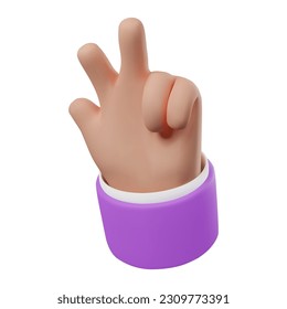 3d render icon of hand gesture peace sign. Vector illustration isolated on white background. Cartoon style design for web or app. Victory gesture. 