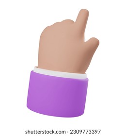 3d render icon of light skinned hand gesture pointing finger. Vector illustration isolated on white background. Cartoon style design for web or app. Touch, click or attention one finger sign.