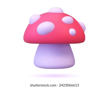 3d render icons of magic mushroom. Fantasy elements on a white isolated background in cartoon style. Magic objects in vector format are a symbol of miracles and the fulfillment of desires.