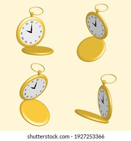 3d ilustración de renderización reloj clásico de oro de 4 formas diferentes