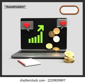 Ilustración 3D de modelo económico gráfico, moneda, divisas, mercado, mercado, mercado de divisas, alza, bajista, tendencia descendente, tendencia alcista