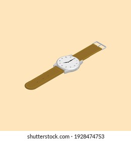 Ilustración de rendimiento reloj isométrico clásico de color marrón plateado