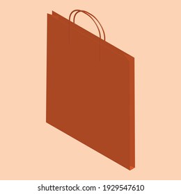 3d render illustration isometric orange shopping bag