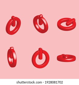 3d render illustration isometric red power on off bottom symbol
