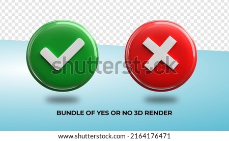 3D render illustration yes or no symbol render 3d transparent