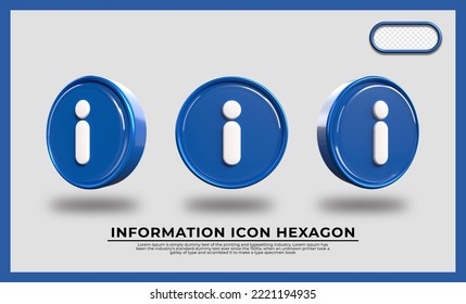 3d Render information transparent, blue color