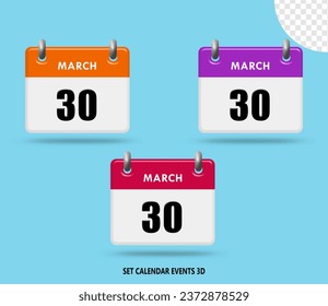 3D RENDER  OF INTERNATIONAL CALENDAR EVENTS COLLECTION