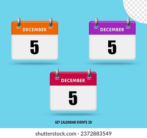 3D render International calendar events collection