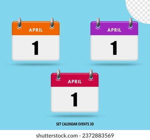3D render International calendar events collection