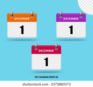 3D render International calendar events collection