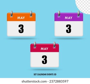 3D render International calendar events collection