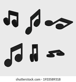 3d render isometric illustration music note sets in 6 different point of view