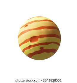 3D render Jupiter. Planet in Solar system, Milky way galaxy. Realistic sphere cosmos object with rings. Vector illustration on astronomy in clay style. Globe decoration for planetary concept