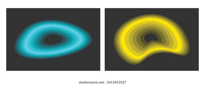 3d render of a label on vintage background. Abstract background of fine lines steps in minimalist style on a dark background. Vector design created using Blend Tool with bright colors.