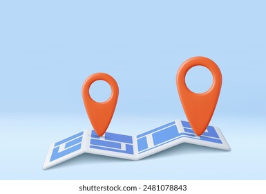 3d render location symbol pin icon sign or navigation locator map travel gps direction pointer and marker place position point, GPS, navigator pin checking poins. Vector illustration