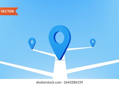 3d render location symbol pin icon sign or navigation locator map travel gps direction pointer and marker place position point, GPS, navigator pin checking poins. Vector illustration