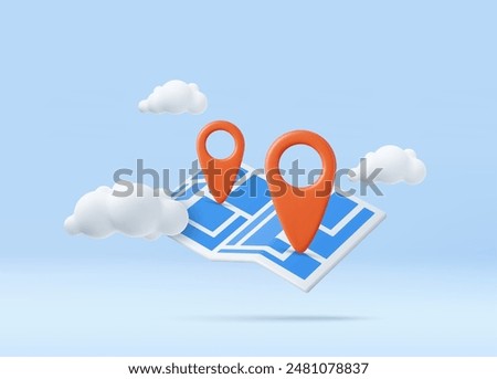 3d render location symbol pin icon sign or navigation locator map travel gps direction pointer and marker place position point, GPS, navigator pin checking poins. Vector illustration