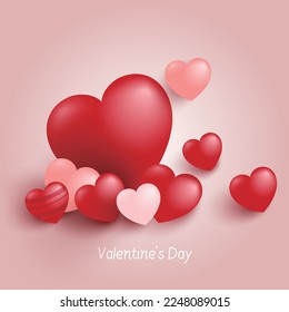 3D render love sweet hearts on red background .Suitable for Valentine's Day and Mother's Day and wedding invitation.	