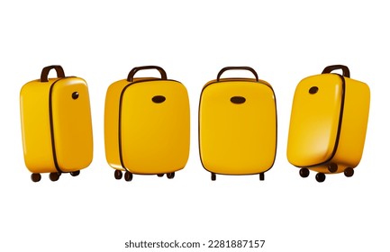 3d render of a luggage bag for trips and travels from different angles. vector illustration