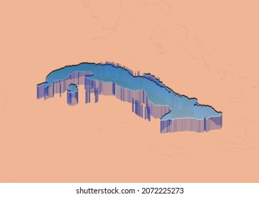 3D render for map of Cuba.