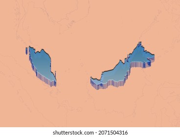 3D render for map of Malaysia.