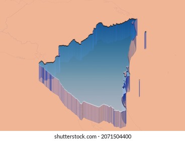 3D render for map of Nicaragua.