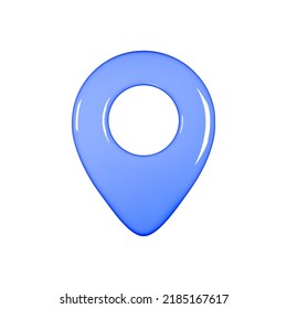 3D render map pin minimal glossy icon isolated on white background vector illustration.