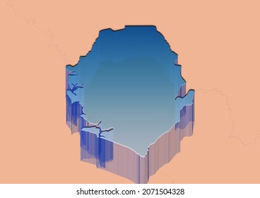 3D render for map of Sierra Leone.