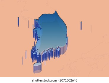 3D render for map of South Korea.