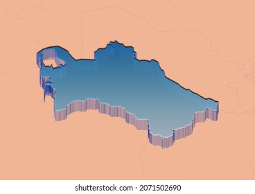 Representación 3D para el mapa de Turkmenistán.