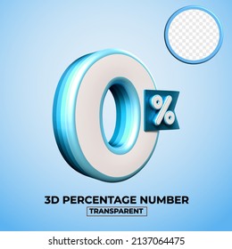 3D número de representación 0 porcentaje de descuento de venta, informe de progreso, datos de información colores azul financiero