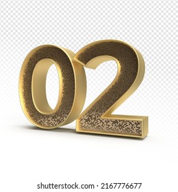 3D render number 02 luxury for anniversary, birthday, gold style
