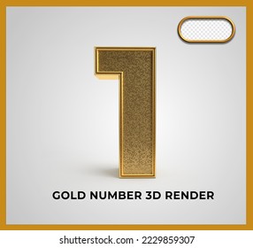 3D Renderizado número 1 oro transparente