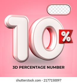 3D render number 10% percentage Red color discount,progress,earning, PNG, transparent