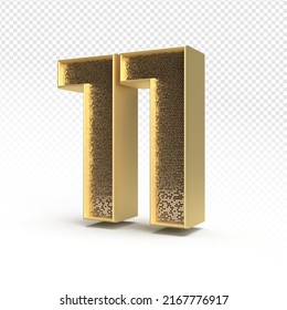 3.D renderización número 11 lujo para aniversario, cumpleaños, estilo oro
