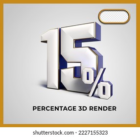 3D Número de representación 15% color blanco azul