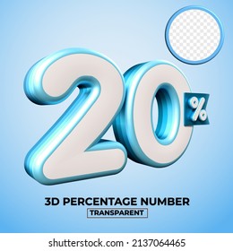 3D-Renderingnummer 20 % für Sale-Rabatt, Fortschrittsbericht, Infodaten Finanzblauen Farben