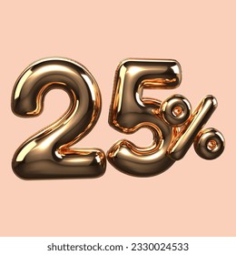3D-Renderingzahl 25% Gold