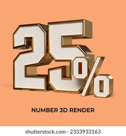 3 d número de procesado 25% oro y blanco