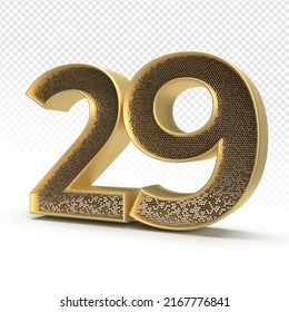 3D-Rendering Nummer 29 Luxus zum Jubiläum, Geburtstag, Goldstil