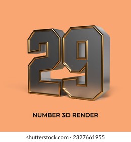 3d render number 29 SILVER GOLD STYLE