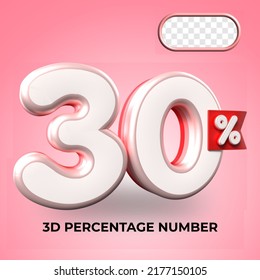 3D render number 30% percentage Red color discount,progress,earning, PNG, transparent