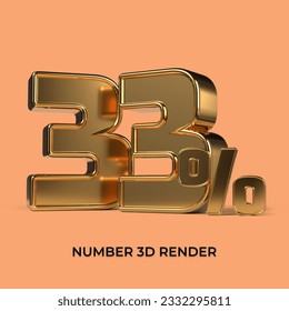 3D-Renderingzahl 33% Gold